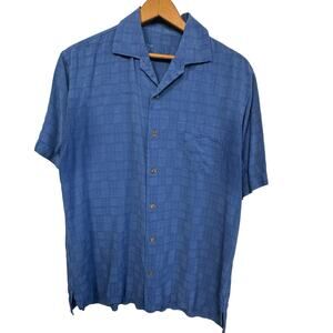 Tommy Bahama Men's Blue 100% Silk Short Sleeve Button Up Camp Shirt Size Small